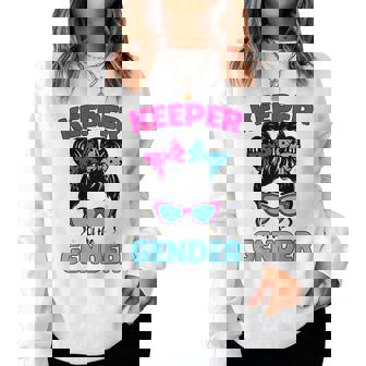 Keeper Of The Gender Messy Bun Gender Reveal Party Women Sweatshirt - Thegiftio