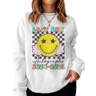 Last Day Autographs Last Day Of School Teacher End Of School Women Sweatshirt - Thegiftio UK