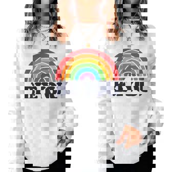 Lgbtq Be You Pocket Gay Pride Lgbt Ally Rainbow Flagintage レディーススウェットシャツ - Kawaiitshirt