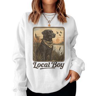 Local Boy Duck Hunting Black Lab Outdoor Vintage Women Sweatshirt - Thegiftio UK