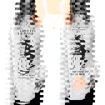 Magic Coffee Cat 面白い猫 レディーススウェットシャツ - Kawaiitshirt