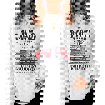 Mama Of The Birthday Boy Fire Truck Firefighter Mom Bday Women Sweatshirt | Seseable CA