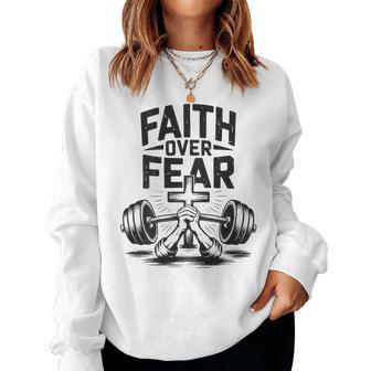 Men's Faith Over Fear Christian Workout Gym Jesus Graphic Women Sweatshirt - Thegiftio UK