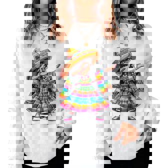 Mexican Dabbing Girl Poncho Sombrero Cinco De Mayo Women Sweatshirt - Monsterry