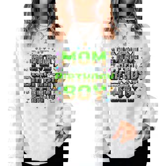 Mom Of The Birthday Boy Game Pixel Number Birthday Party Women Sweatshirt - Thegiftio