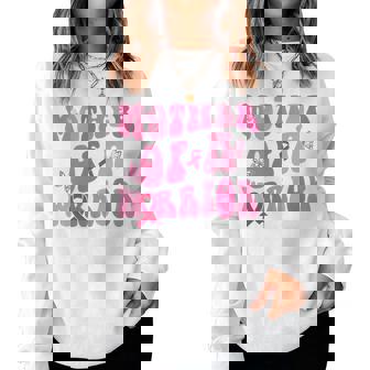 Mother Of A Warrior 乳がん啓発 ピンクリボン 長袖tシャツ レディーススウェットシャツ - Kawaiitshirt