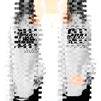 For New Mom Retro Checkered Mama Est 2024 Women Sweatshirt - Thegiftio