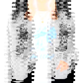 Am I Okay Boot Western Texas Cowgirl Coquette Bow Girl Women Sweatshirt - Monsterry