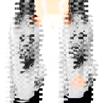 Panda Animal Abstracto Zoológico Dibujo Pintura Panda Sudadera Mujer - Regaloses