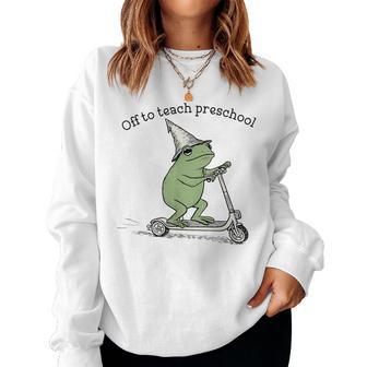 Pre K Grade Teacher Frog Back To School Preschool Women Sweatshirt - Thegiftio UK
