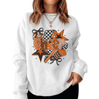 Preppy Cheer Game Day Cheer Mom Cheerleader Go Cheer Orange Women Sweatshirt - Thegiftio UK