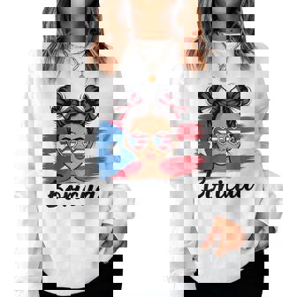 Puerto Rico Hispanic Heritage Messy Bun Puerto Rican Girls Women Sweatshirt - Monsterry