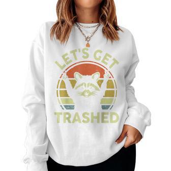 Raccoon Lets Get Trashed Sarcastic Graphic Women Sweatshirt - Thegiftio UK