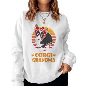 Retro Bandana Tricolor Corgi Dog Grandma Women Sweatshirt - Thegiftio UK