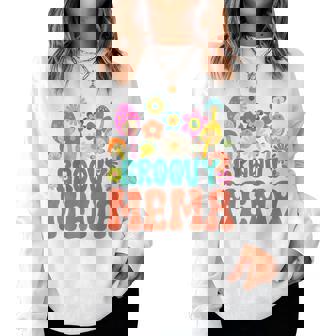 Retro Groovy Mema For Mother's Day Hippie Flower Women Sweatshirt - Monsterry