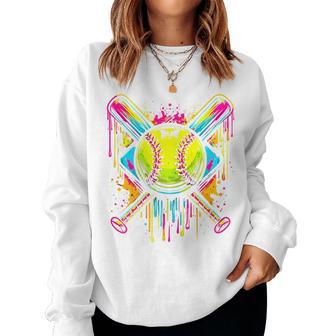 Softball Girl Ice Cream Softball Drip Women Sweatshirt - Thegiftio UK