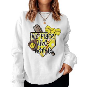 Softball No Place Like Home Sports Mom Retro Women Sweatshirt - Thegiftio UK