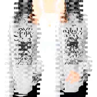 Spooky Mamas Club ソーシャル ハロウィン ダークコケット ブラック リボン レディーススウェットシャツ - Kawaiitshirt