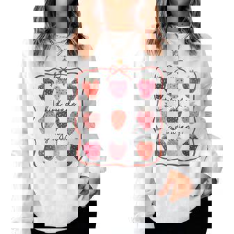 Third Grade Is My Jam Strawberry Third Grade Teacher Women Sweatshirt | Mazezy