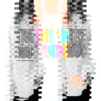 Third Grade Retro Checkered Teacher Back To School Women Sweatshirt | Mazezy