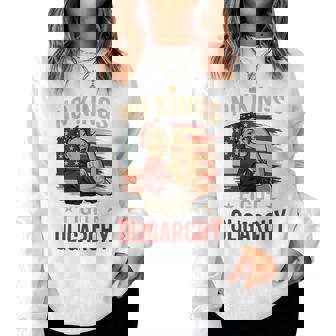 Vintage No Kings Fight Oligarchy Patriotic 4Th Of July Girl Women Sweatshirt - Monsterry
