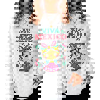Viva Mexico Cute Mexican Girl Doll Mexican Independence Day Women Sweatshirt - Monsterry