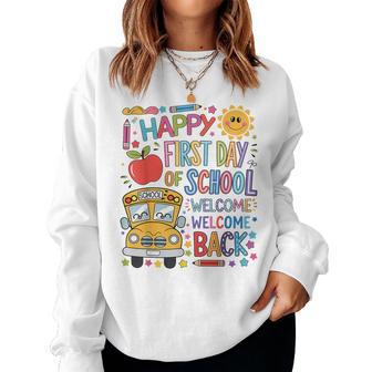 Welcome Back To School Happy First Day Teacher Bus Driver Women Sweatshirt - Thegiftio UK