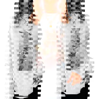 アニメ ワイフ かわいい アニメ 漫画 猫 女の子 甘い レトロ 日本 レディーススウェットシャツ - Kawaiitshirt