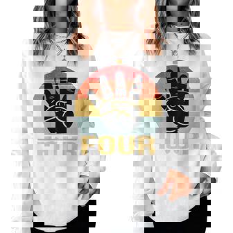 キッズ 4 歳の誕生日 4 つの指 私は 4 4 歳の男の子、女の子 レディーススウェットシャツ - Kawaiitshirt