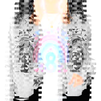 キッズ 誕生日 8 女の子 レインボー 水彩 8歳 レディーススウェットシャツ - Kawaiitshirt