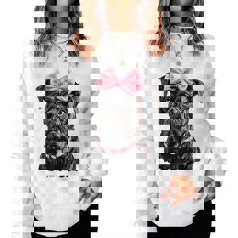 コケット ボウケーン コルソ 犬 ママ ピンクリボン 女の子 レディーススウェットシャツ - Kawaiitshirt