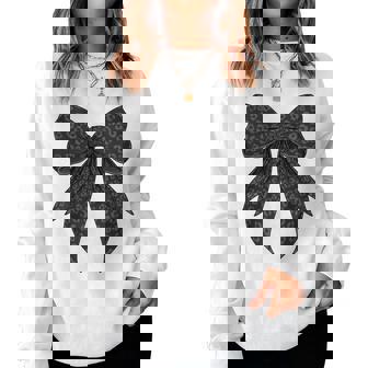 コケット リボン ブラック グレー チーター ヒョウ柄 女の子 ママ レディーススウェットシャツ - Kawaiitshirt