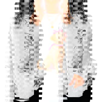 コケットボウ ラブラドールレトリバー 犬 ラボ ママ ピンクリボン 女の子 レディーススウェットシャツ - Kawaiitshirt