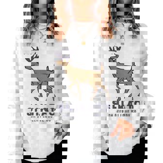 シカトhikato しかと 鹿 イラスト 簡単 鹿好き 鹿の十 鹿十 無視 シカトする 花札 言葉 おもしろ レディーススウェットシャツ - Kawaiitshirt