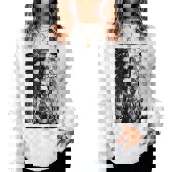 ピンナップガールtシャツ セクシーな天使の悪魔の女の子 B&W バックプリント レディーススウェットシャツ - Kawaiitshirt