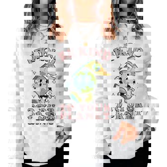 レトロ グルービー Be Kind To Your Planet Earth Day 70年代 80年代 4月 レディーススウェットシャツ - Kawaiitshirt