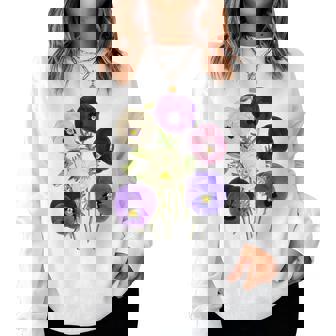 ヴィンテージ パンジー 花 ガーデニング パンジー 恋人 レディーススウェットシャツ - Kawaiitshirt