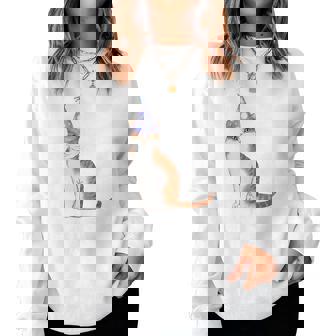 古希祝い 猫好き 男性 女性 古希 お祝い 70歳 かわいい ねこ おしゃれ 猫 紫色 レディーススウェットシャツ - Kawaiitshirt