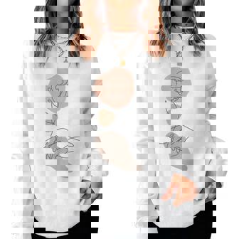 抽象的でミニマリストなラインアート、花柄。 レディーススウェットシャツ - Kawaiitshirt