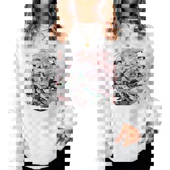 日本 浮世絵 京都 祇園甲部 五花街 桜 舞妓 着物 バックプリント レディーススウェットシャツ - Kawaiitshirt