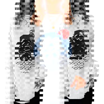 祭 まつり お祭り 海 富士山 鯛 夏祭り 秋祭り 花火大会 納涼まつり カジュアル はっぴのようなおもしろワッショイ レディーススウェットシャツ - Kawaiitshirt