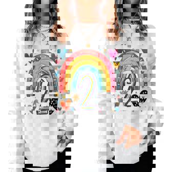 私はもう2歳 女の子のためのかわいいレインボーバースデーデザイン レディーススウェットシャツ - Kawaiitshirt