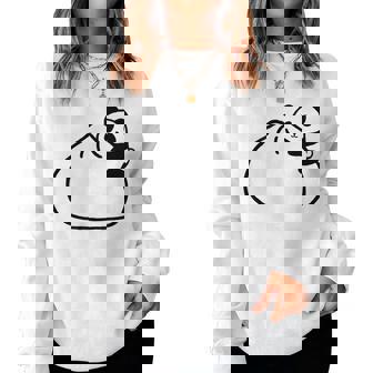 肉まんに抱きつくパンダ かわいい チャイナ 白黒 Panda Meat Bun レディーススウェットシャツ - Kawaiitshirt