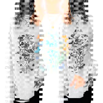 花 蝶々 かわいい フラワー 蝶 アート メンズ レディース 服 母 女性用 おしゃれ レディーススウェットシャツ - Kawaiitshirt