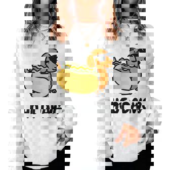 面白い犬 ホットドッグ 食通 駄洒落ギフト 男性 女性 キッズ 男の子 女の子 レディーススウェットシャツ - Kawaiitshirt