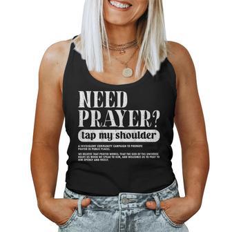 On Back Need Prayer Tap My Shoulder Christian Saying Women Tank Top - Monsterry
