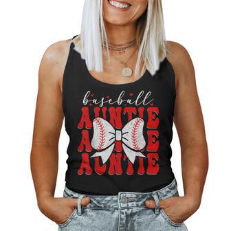 Baseball Auntie Coquette Bow Sport Lover Sister Mother's Day Women Tank Top - Monsterry