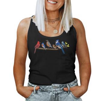 Birds On A Branch Bird Lover Bird Watcher Bluebird Cardinal Women Tank Top - Thegiftio UK