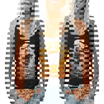 Black Cat Witch Pumpkin Halloween Costume Retro Fall Autumn Women Tank Top - Thegiftio