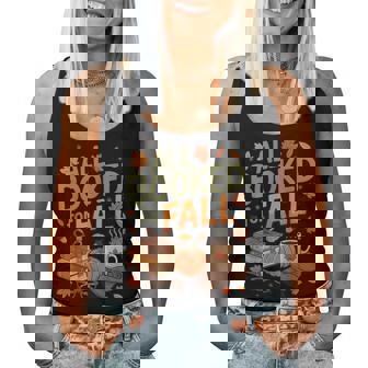 All Booked For Fall Books Coffee Fall Leaves Pumpkins Autumn Women Tank Top - Thegiftio